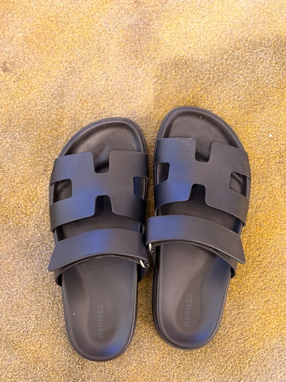 Hermès Black chypre Slide Sandals